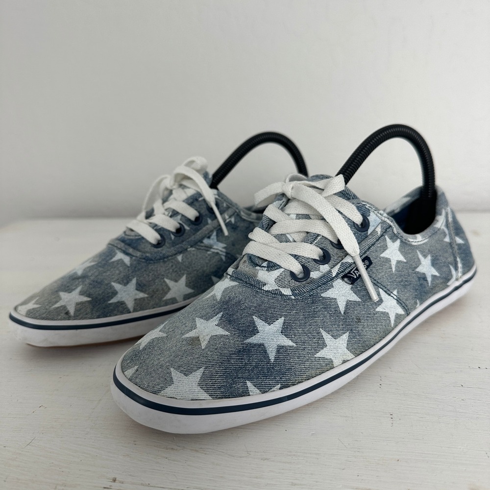 Vans Sneakers Womens 8.5 Authentic Lo Pro Blue White Star Print VN-0MAPAWG Denim